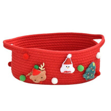 Cestas de Regalo Cestas Pequeñas de Cuerda de Algodón Cestas para Guardar Juguetes Cestas para Aperitivos con Asas Rojas