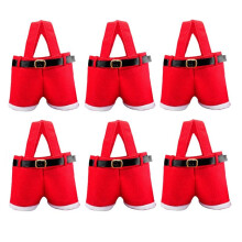 6-Pack Kerst Kerstman Broek Cadeau Zakken, Kleine Snoep Zakken, Kerstfeestjes Decoratieve Cadeau Zakjes voor Cadeaus