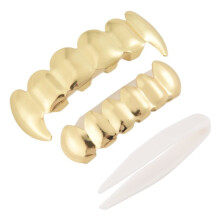 Gouden Mannen en Vrouwen Unisex Mode Hip Hop Tanden Grillz Hoge Kwaliteit Sieraden Versieren Koperen Tanden Bretels Halloween Decoratieve Bretels