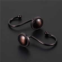 Shower Curtain Hooks Oil Rubbed Bronze,Rustproof Decorative Shower Curtain Rings,32 Pcs, Bronze