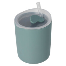 Baby-Trinkbecher mit Trinkhalmdeckel, 75 ml, 6,5 cm, grüner Silikon