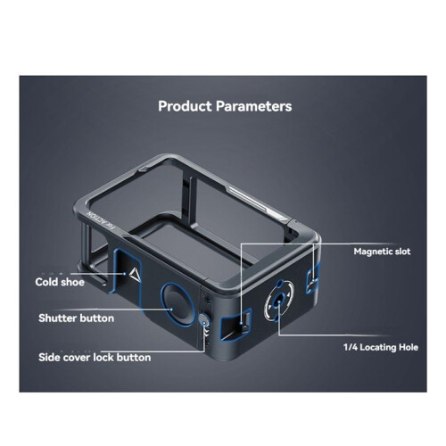 För  Action 5 Pro Action 4/3 Cage Protective Cage Camera Cage Skyddsram Magnetisk Snabbkoppling 2