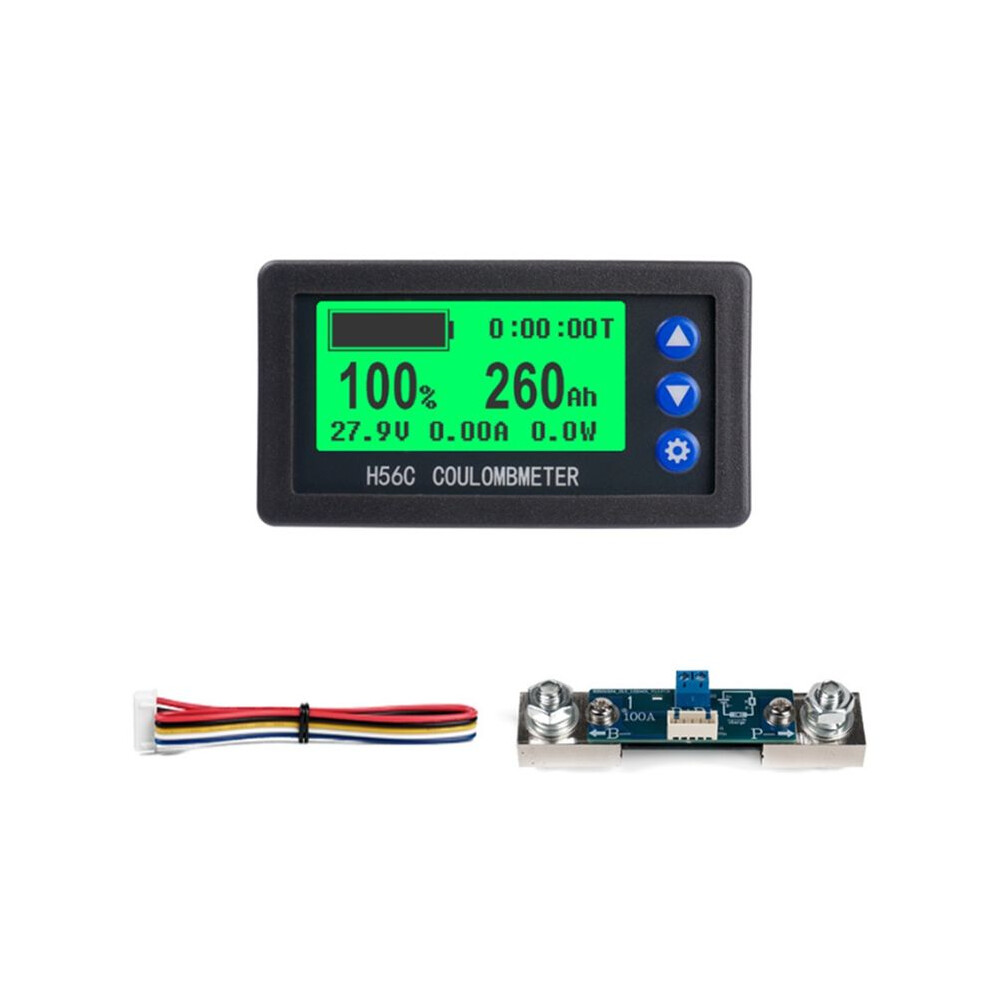 H56cr Coulomb Meter Battery Capacity Indicator High-Precision Lithium Battery Coulomb Tester Voltmeter Ammeter 100A 4714137133796