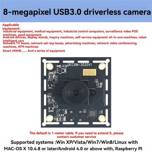 IMX179 Camera Module 8MP USB 3.0 HD Camera 3264x2448 USB Free Driver 20 Frames for Win XP/Win7 8 10/Linux/-Osx C 2