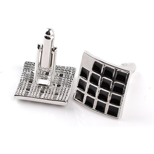 Square Cufflinks for Men, Silver Black Cufflinks for Corporate Shirts Ref: 6398 2