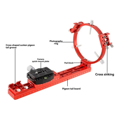 36mm Block Astronomical Telescope Guide Ring Photography Ring Horizontal Elevating Accessories Red 2