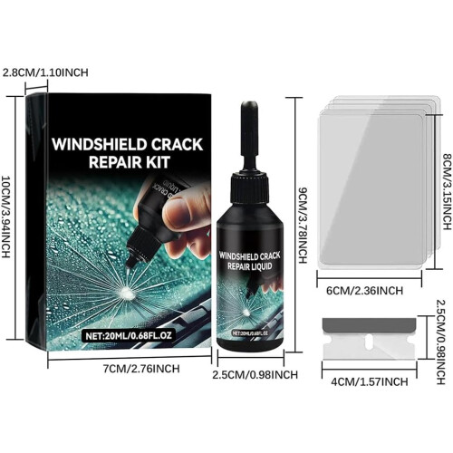 Windshield Crack  Kit,  Glass Cracks Gone  Kit (2 Pieces) 1
