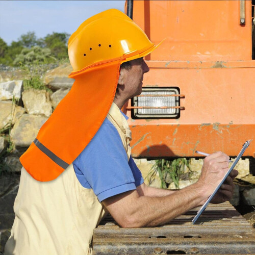 Hard Hat Sun Shield Mesh Neck Shade  Visibility Reflective UV Protection Orange1 1
