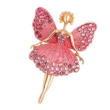 Artistic Ballet Girl Dance Angel Alloy Brooch for Women-Pink
