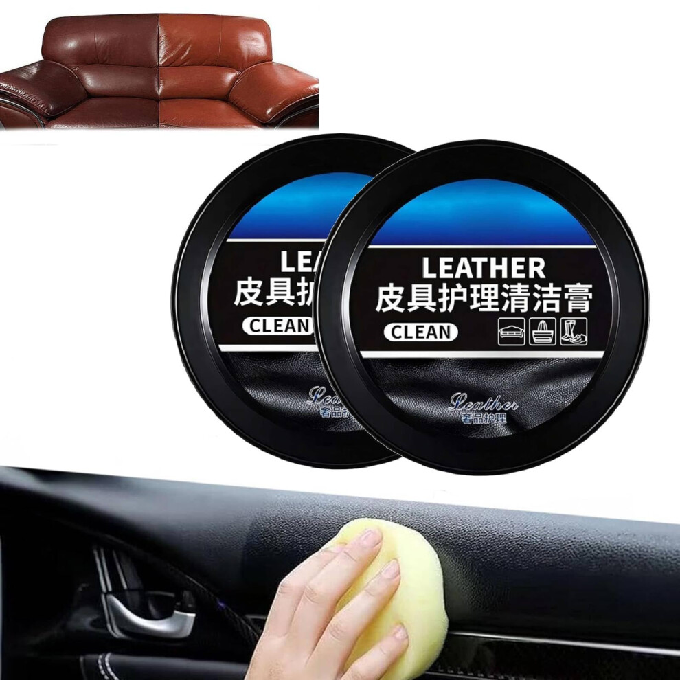 Leader Leather Care Cleaning Care Cleaning Paste Automotive Leather Cleaning Care Interior Leather 160G 2Pcs Cream/Black 9347817980653
