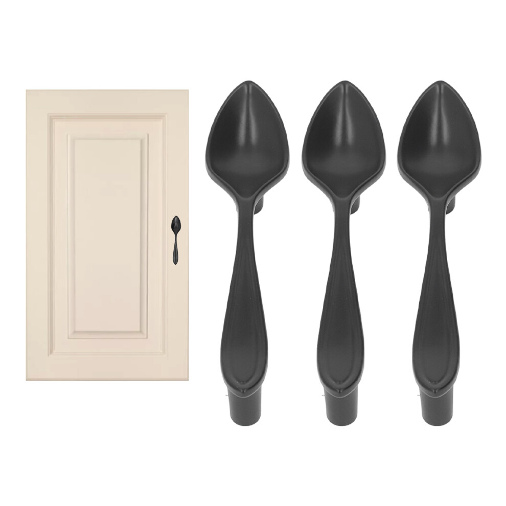 Tableware-Shaped Door Handles 3Set Thickened Black Draw Pulls For Cabinets 8121373391112