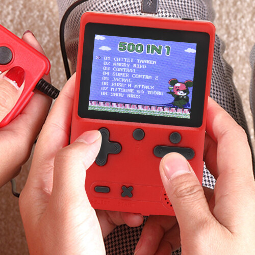 Rechargeable Red Mini Retro Game Console with 3-Inch Color Display 1