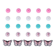 DIY knutselset met kralen in vlinderdesign, levendige kleuren, kleurechte, zachte, lichtgewicht siliconen kralen voor het maken van sieraden en