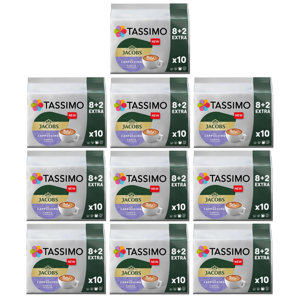 Tassimo Jacobs Cappuccino Choco Coffee Pods X10 (Pack Of 10, Total 100 Pods)