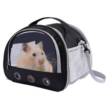 Bunny Travel Carrier Hamster Carrier Bag for Small Pet Transparent Hamster Carrier for Travel, Hiking, Walking, Outdoor black