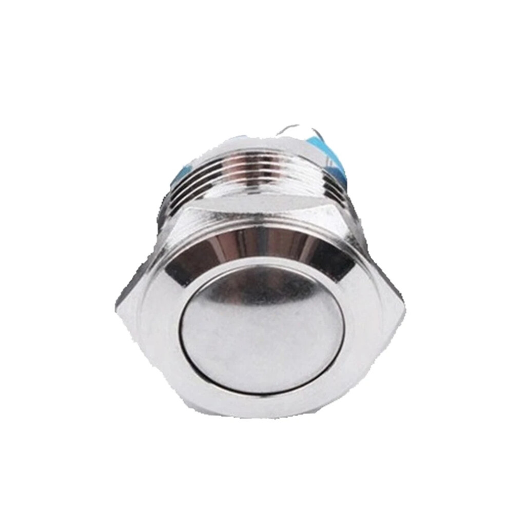 12V Waterproof Momentary Switch High Flat Ball Head Horn Switch Metal Push Button On/Off Self-Reset 6935161470079