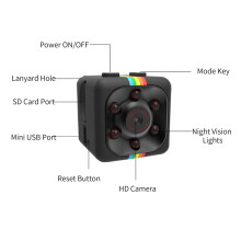 Mini SQ11 1080P HD Sports DV Camera 22x22x22mm Black with 32GB TF Card