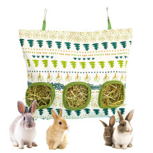 Hanging Feeding Bag For Small Animals Rabbit Hay Bag Guinea Pigs Hay Bag Chinchilla Three Hole Feeding Station