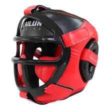 Adjustable Protection Headgear Muay Thai Taekwondo Helmet for Sparring ImpactAbsorbing Wide Field View Size M Black Red