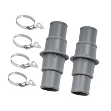 2Pcs Pool Hose Connector 11/4 and 11/2 Inch Leakproof Coupling with Clamps, Gray