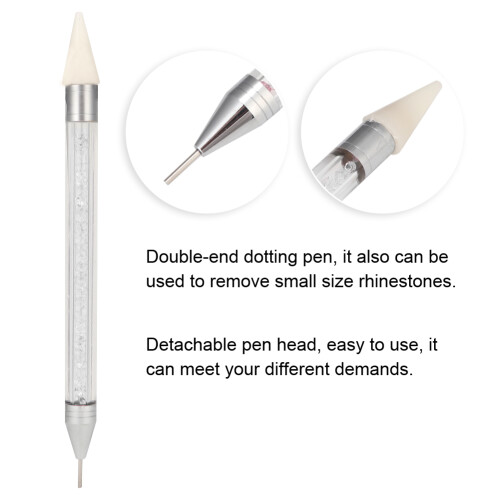 Double Head Nail Dotting Pen, Bead Picker, Wax Tool, 15cm, White