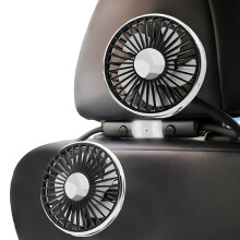 Double Headed Car Fan 3 Speeds, TwoLevel Light, USB for Saloon
