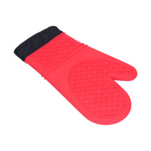 Silicone Oven Mitts with Cotton Lining, Heat-Resistant, 34cm Red