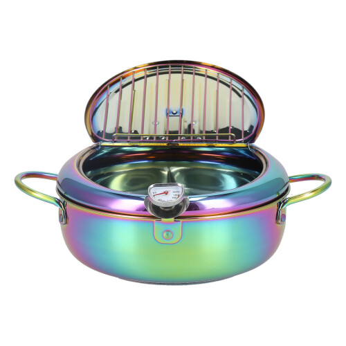 Fritteuse aus Edelstahl mit Thermometer, 3,2 l, 2
