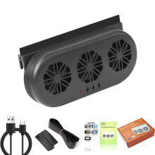 Auto Solar Power Window Exhaust Fan Car Air Purifier USB Black