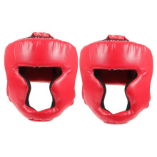 Taekwondo Face Mask Helmet Headgear 2Pcs, Wrestling Face Guard, Red Sponge Facemask, Under Helmet Cap