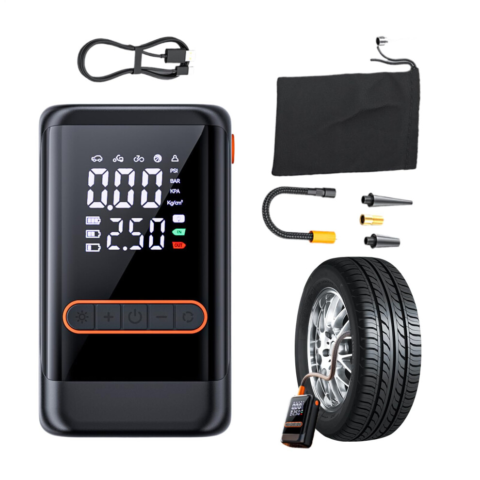 Auto Tire Inflator Cordless Air Compressor With Digital Display Rechargeable For Car Suv Bike Rv Truck 9347817984125