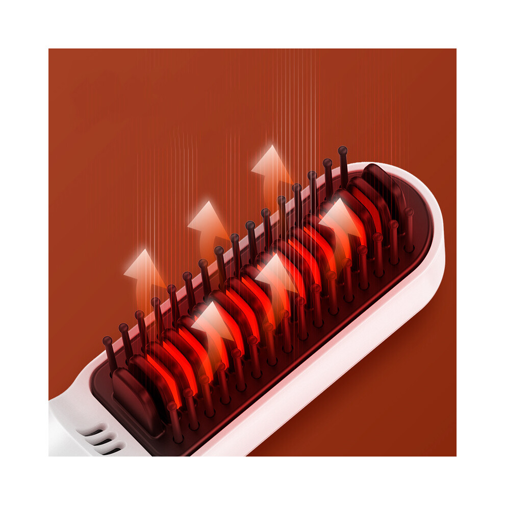 White Mini Portable Electric Straightener Comb Â Fast Heating, Rechargeable Pearl