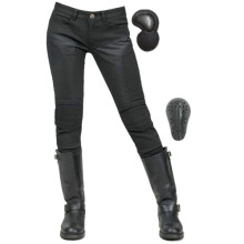 Women's Slim Fit Motorcycle Jeans with Knee and Hip Protectors Black S