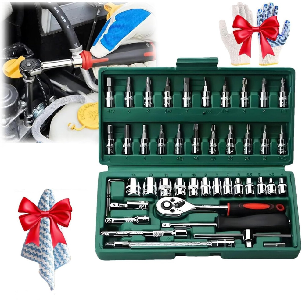 Wireless Electric Ratchet Wrench Set With Storage Case, 46 Tools, 3/8 Drive Ref: 1317 9347817985276