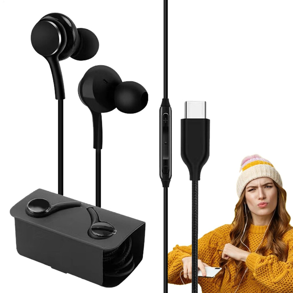 Wired Earbuds Usb C Typec Bass Headphones, Waterproof Earphones Hifi Stereo Sound For Smartphone, Laptop, Computer 9189345340475