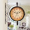 Outdoor Garden Clock Weatherproof Double Sided Rust Resistant Wrought Iron with Bracket 2