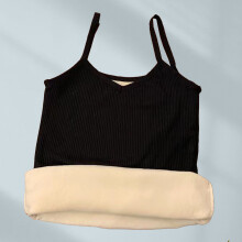 Damenthermo-Fleece-gefüttertes Spaghetti-Trägertop in Schwarz, Einheitsgröße, geeignet für 37,5-62,5 kg