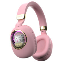 Cute Cartoon Wireless BT5.3 Headphones OverEar Gaming Headset Animal Design Aux In Pink Foldable Cushions
