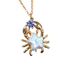 Artistic Marine Fish Necklace Made With Natural-Love crab