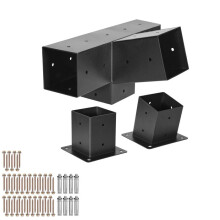 Kit de Fixation pour Pergola - DUOKU - SSAE3 - Acier au carbone - 3 pièces - 92x92 mm