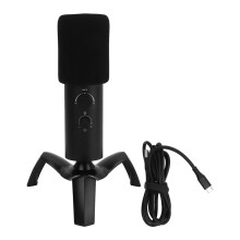 USB Gaming Microphone with RGB Lighting, Plug and Play Studio Quality Mic for Streaming Podcast Twitch YouTube PS4 PS5, Real-Time Monitoring & Voice