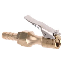 1/4' Brass Tire Filler, Locking Air Chuck, Air Compressor Pump Adapter with 8mm Barbed Fitting