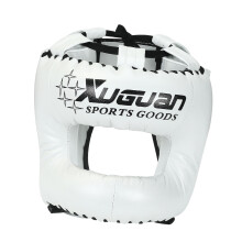 Boxing Headgear Soft Adjustable Padded Full Coverage Ventilated Face Shield Muay Thai Sanda Grappling White Size M