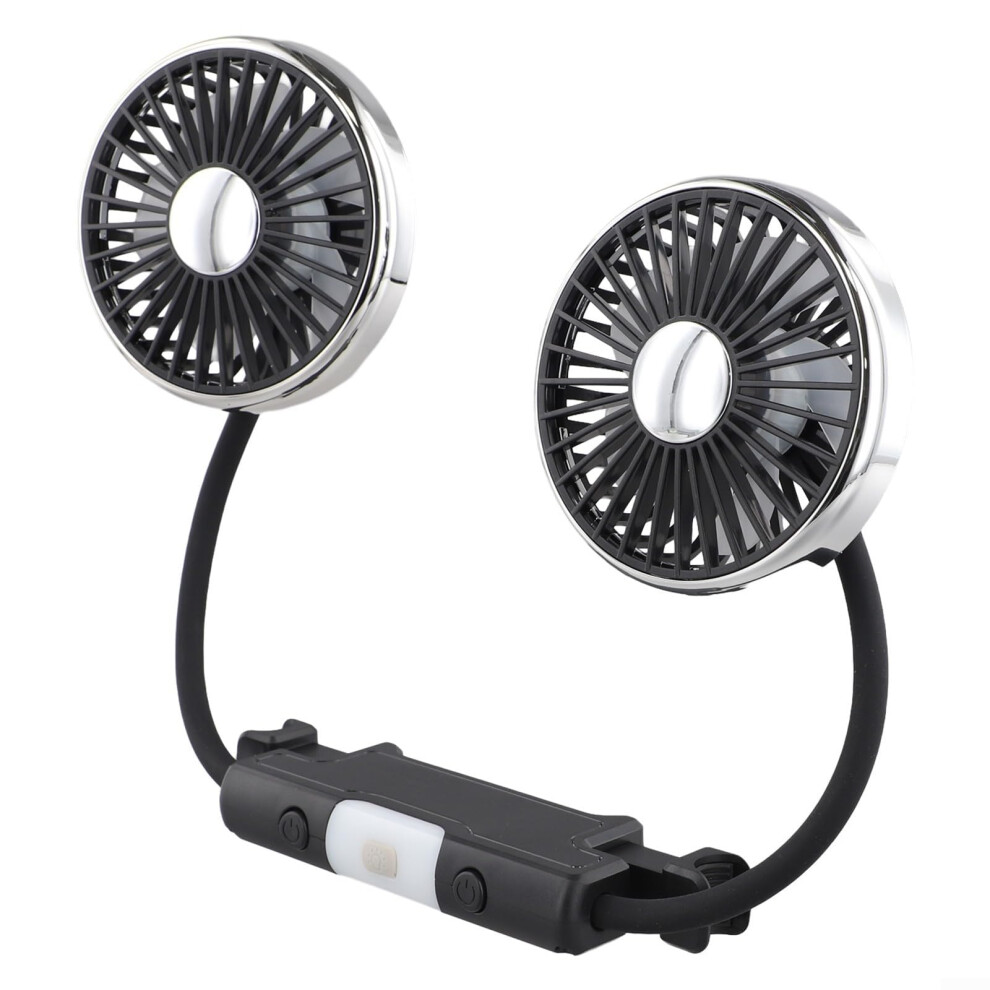 360 Rotatable Magnetic Dualhead Auto Fan With Three Speeds, Quiet Typec Power Supply, Adjustable For Backseat, Compatible Cooling Accessory Black 9347817986853