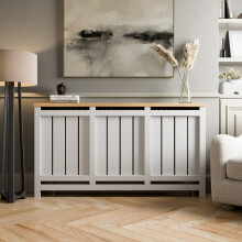 HEATSYNC® Radiator Cover White Vertical MDF Cabinet Large (W: 150cm / H: 81.5cm / D: 19cm)