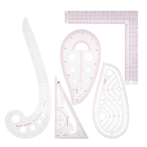 Pattern Making Design Ruler Kit, Flexible Measuring Tool Sew French Curve Ruler for Beginners, Fashion Design Template Multi-function Ruler Plastic 2