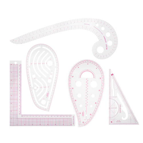 Pattern Making Design Ruler Kit, Flexible Measuring Tool Sew French Curve Ruler for Beginners, Fashion Design Template Multi-function Ruler Plastic