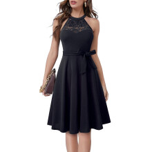 Fit and Flare Formal Evening Dress, Cocktail Dress with Embroidered Lace and Stretchy Fabric, A-Line Wedding Guest Dress, Bridesmaid Dress Featuring