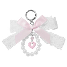Vintage geïnspireerde hartsleutelring met legering basis en-Roze