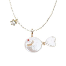 Sieradenketting met echte parels in aquatisch-Vang de staart